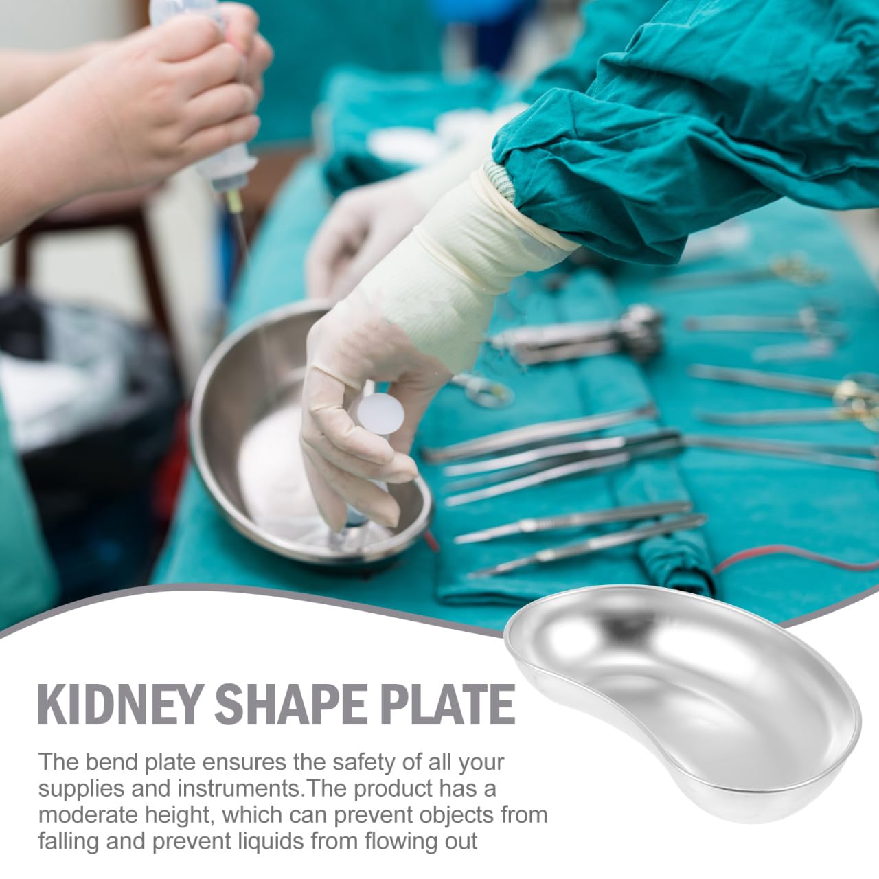 iplusmile Bandeja de Riñón de Acero Inoxidable 19.5cm - Riñonera Médica Profesional para Instrumental Laboratorio