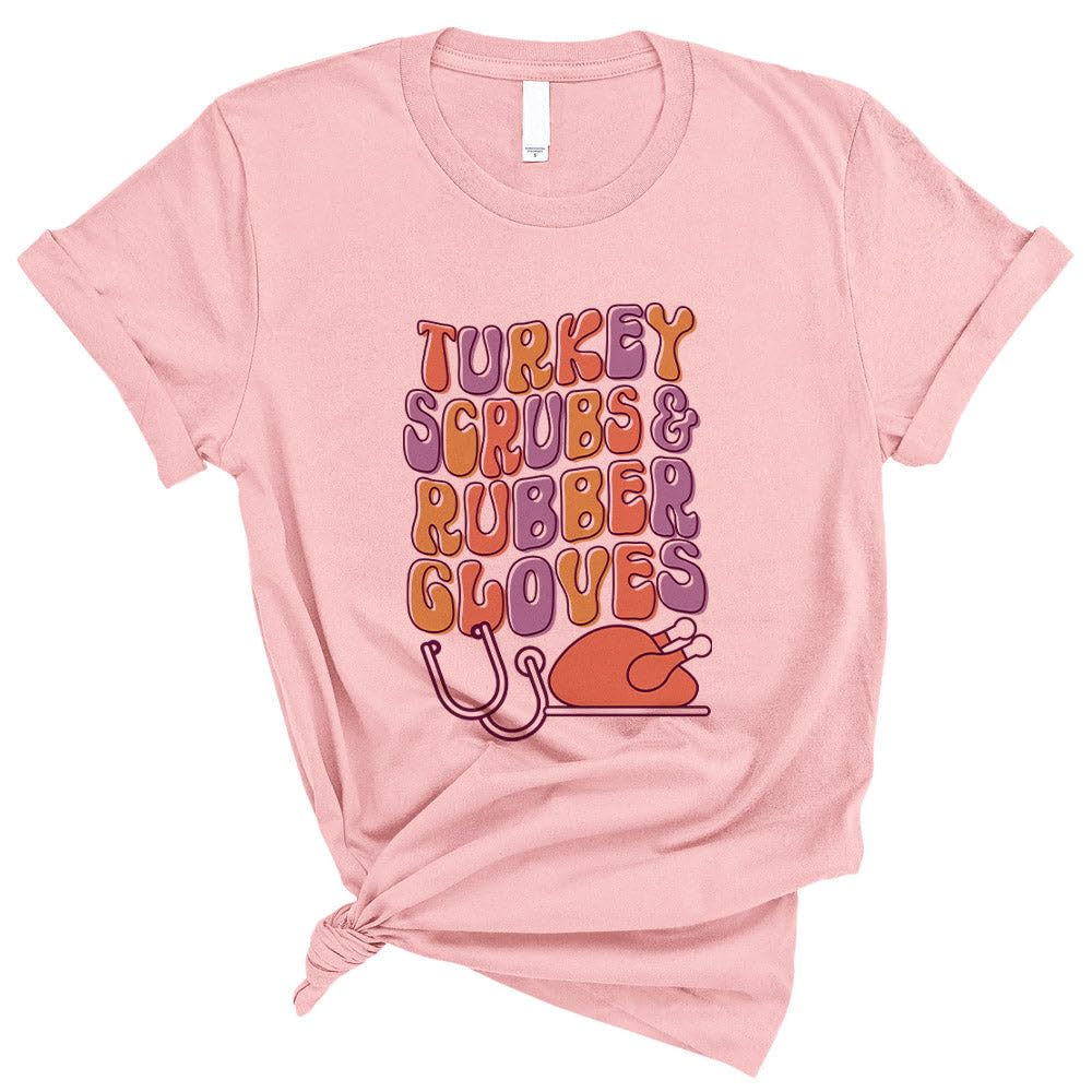 Turkey Scrubs and Rubber Gloves Shirt Unisex Small Pink