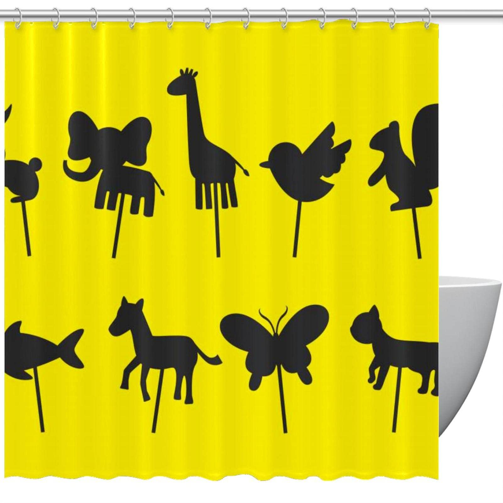 Rideau de douche imperméable avec motif marionnette en taille standard 183x183 cm
