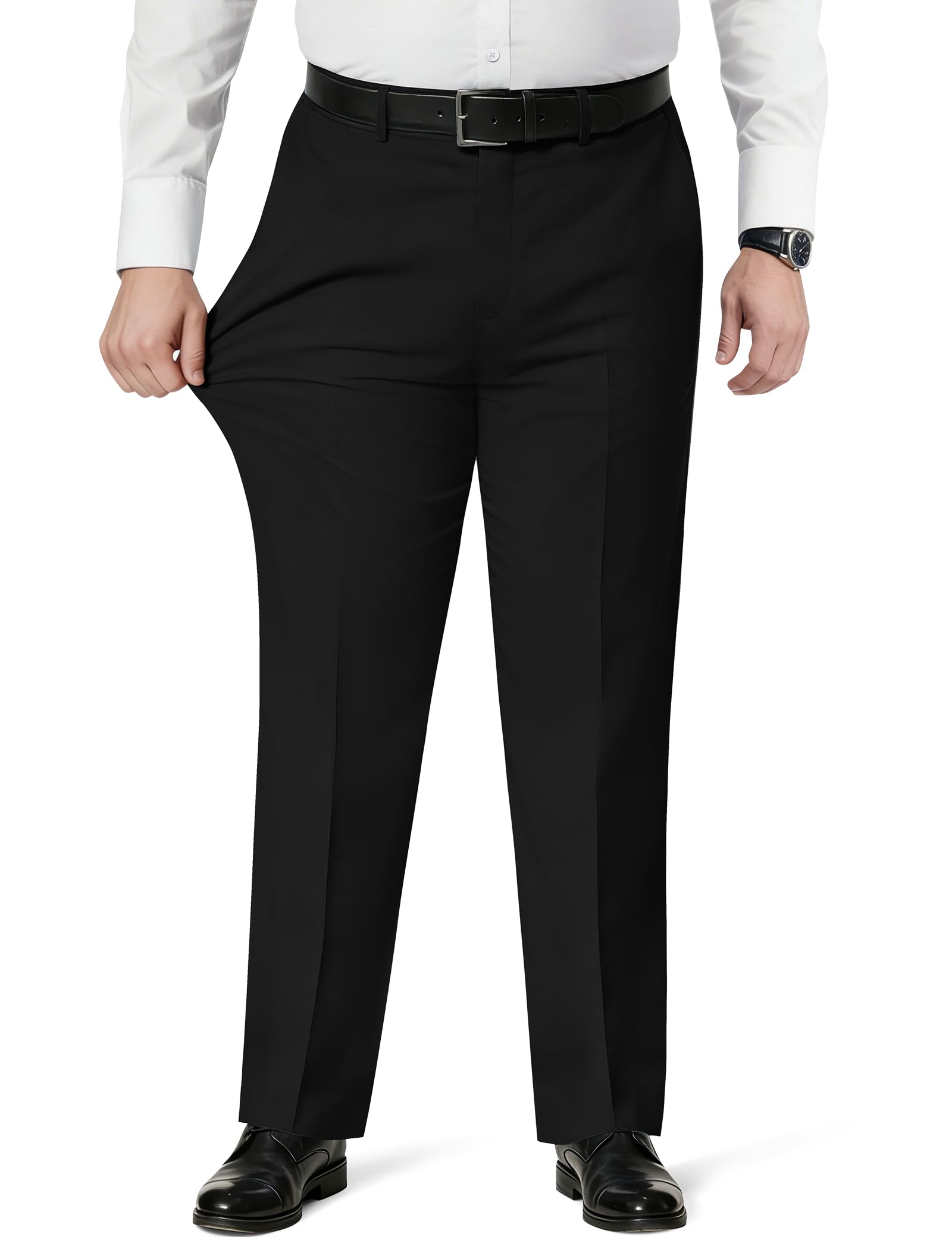 Mens Stretch Dress Pants with Expandable Waist 3 Fits Slim Fit Classic Straight Big Tall
