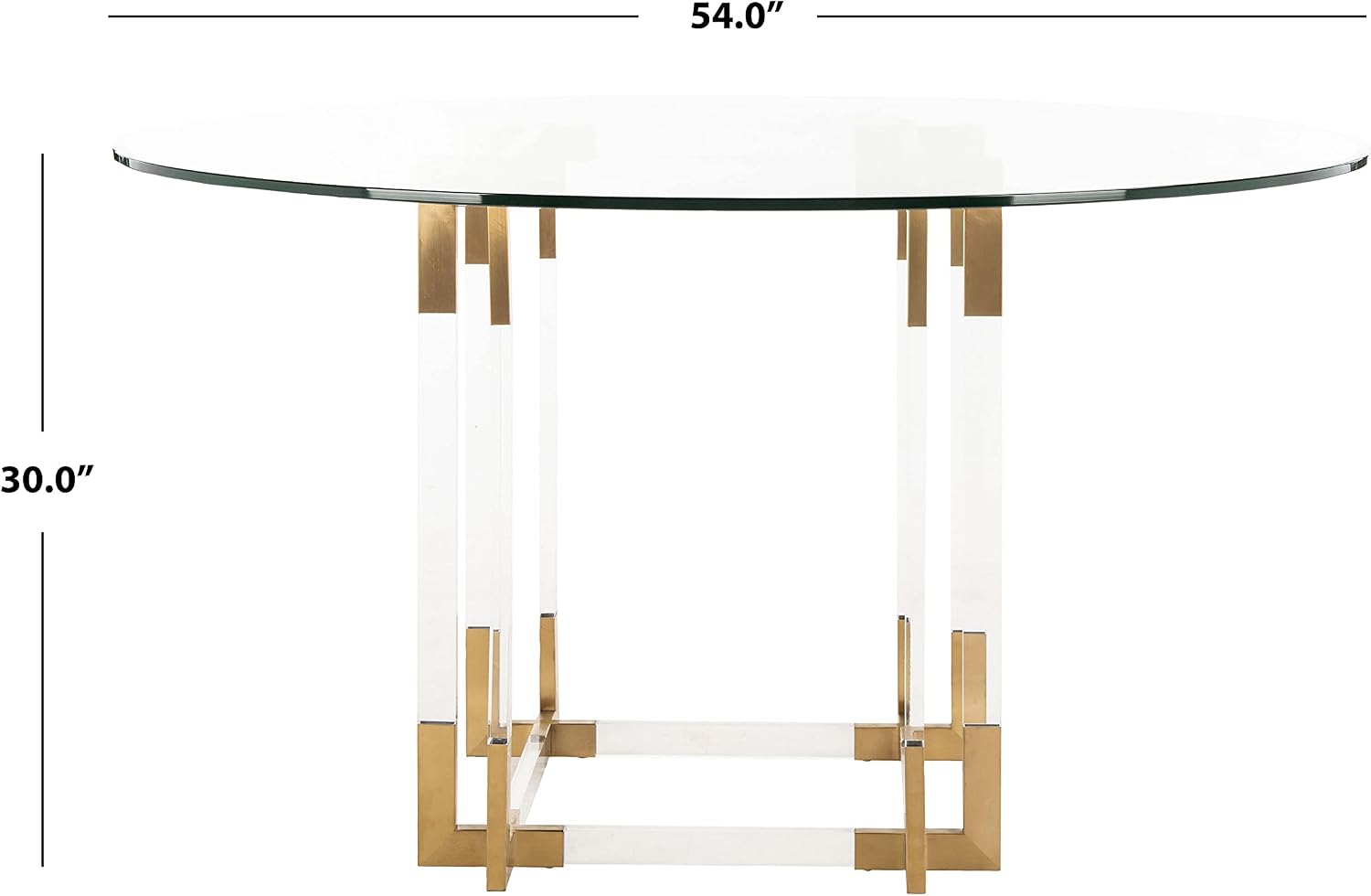 SAFAVIEH Couture Collection - Reiner Round Acrylic Dining Table, Gold Metal Base, Modern Clear Design (DUP1006A-54)