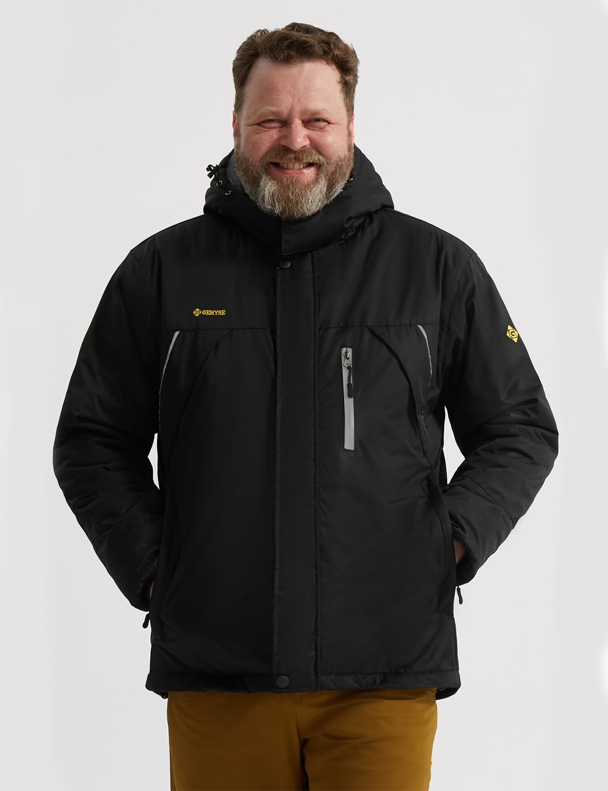 GEMYSE Chaqueta de Esquí Impermeable Hombre Abrigo Invierno Antiviento Capucha