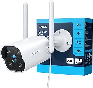 GNCC Camera Surveillance WiFi 2K Caméra Extérieur, Vision Nocturne, Étanche, Détection Mouvement, Alarme Sonore, Enregistrement 24/7, Audio Bidirectionnel, 2.4G, GT1Pro asin的图片