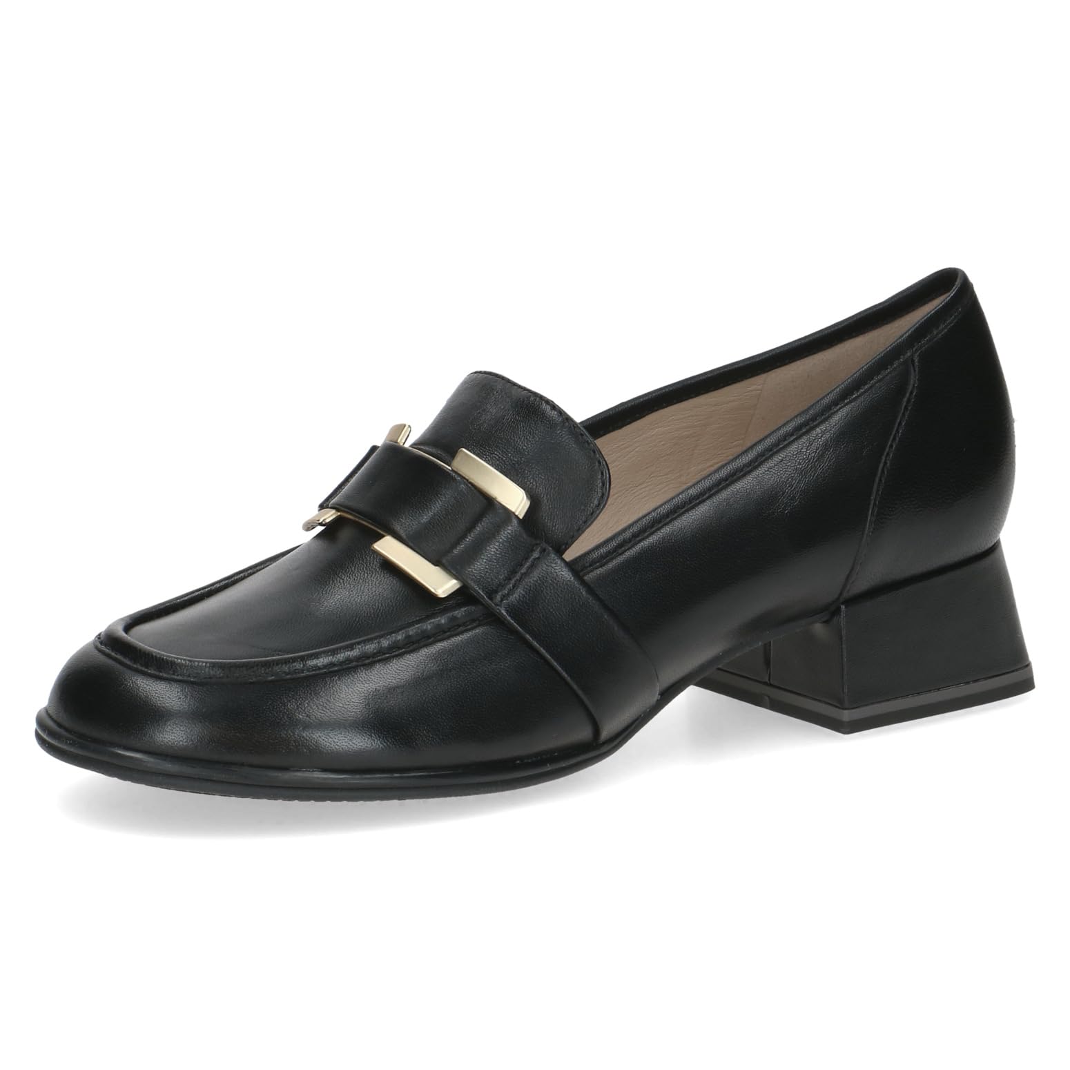 CAPRICE Women's Leather Loafers Low Heel, Black (Black Nappa), 5.5 UK