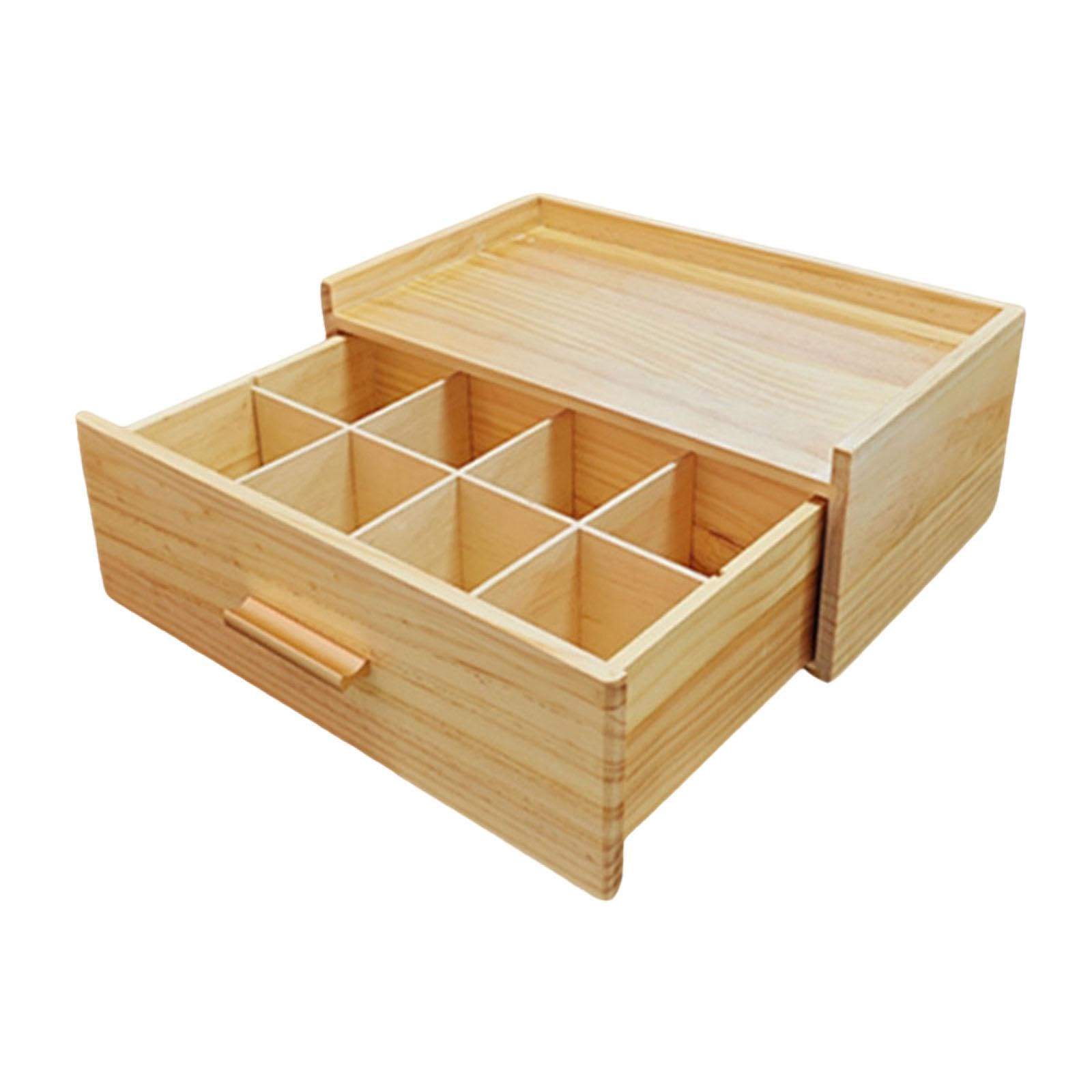 Organizador de Madera, Cajón de Almacenamiento para Bolsitas de Té para Armario de Oficina, Encimera de Cocina, Despensa.