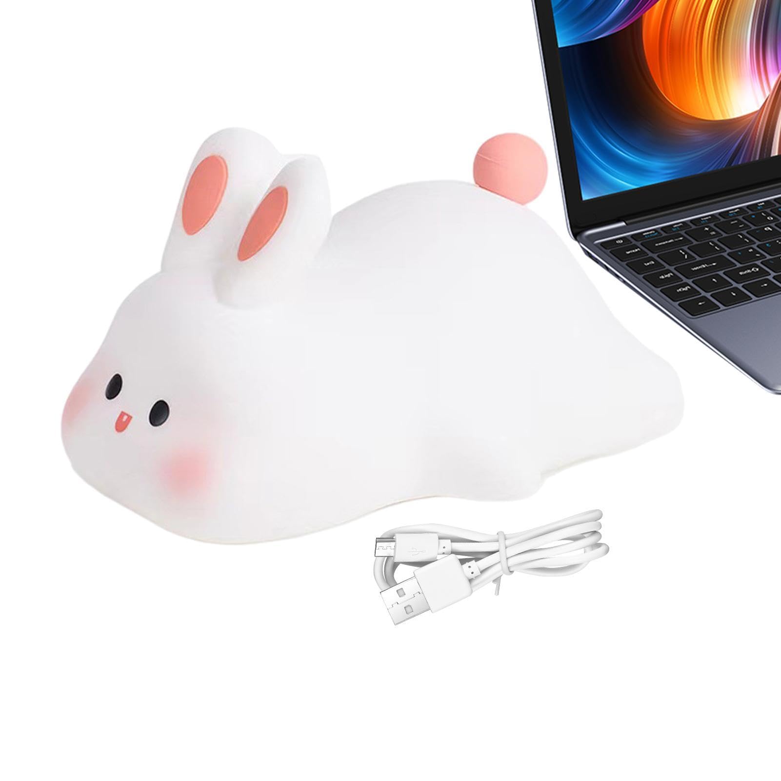 Jlobnyiun 2 Bunny Lamps - Bunny Decorative Light, 1200mah Kids Sleeping Lamp | 6 Hours Adjsutable Brightness Illumination, Silicone Squeezy Glowing Rabbit for Home, Living Room, 6x5x4in