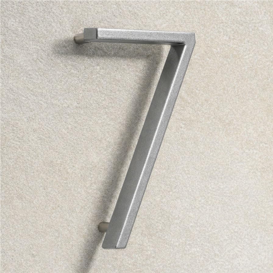 House Signs Direct | Modern Floating 3D Silver Metal House Numbers 5 Inch | Stylish Front Door Numbers with Waterproof Zinc Alloy Finish | Easy Install Door Number Sign for Wall or Gate - Number 7