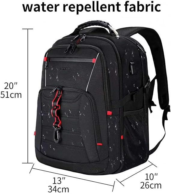 KROSER Travel Laptop Backpack 18.4 inch L Computer Backpack Stylish College Backpack with RFID Pockets USB Charging Port REFLECTIVE STRIPS Water-Repellent Daypack for Business/Men