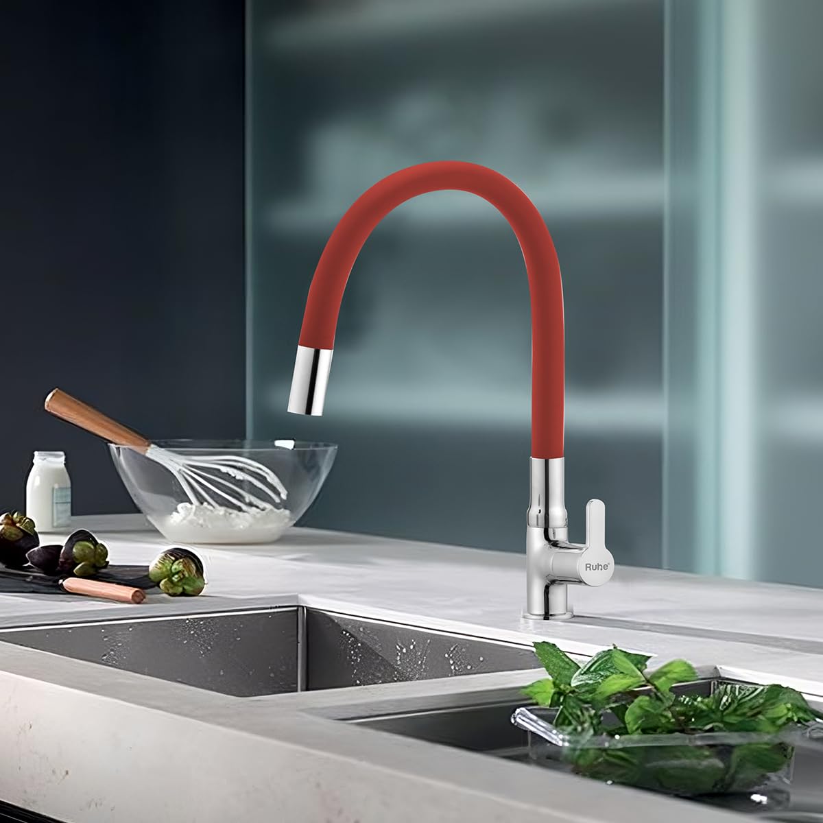 Ruhe Kara Swan Neck Faucet - Grey Kitchen Tap -9