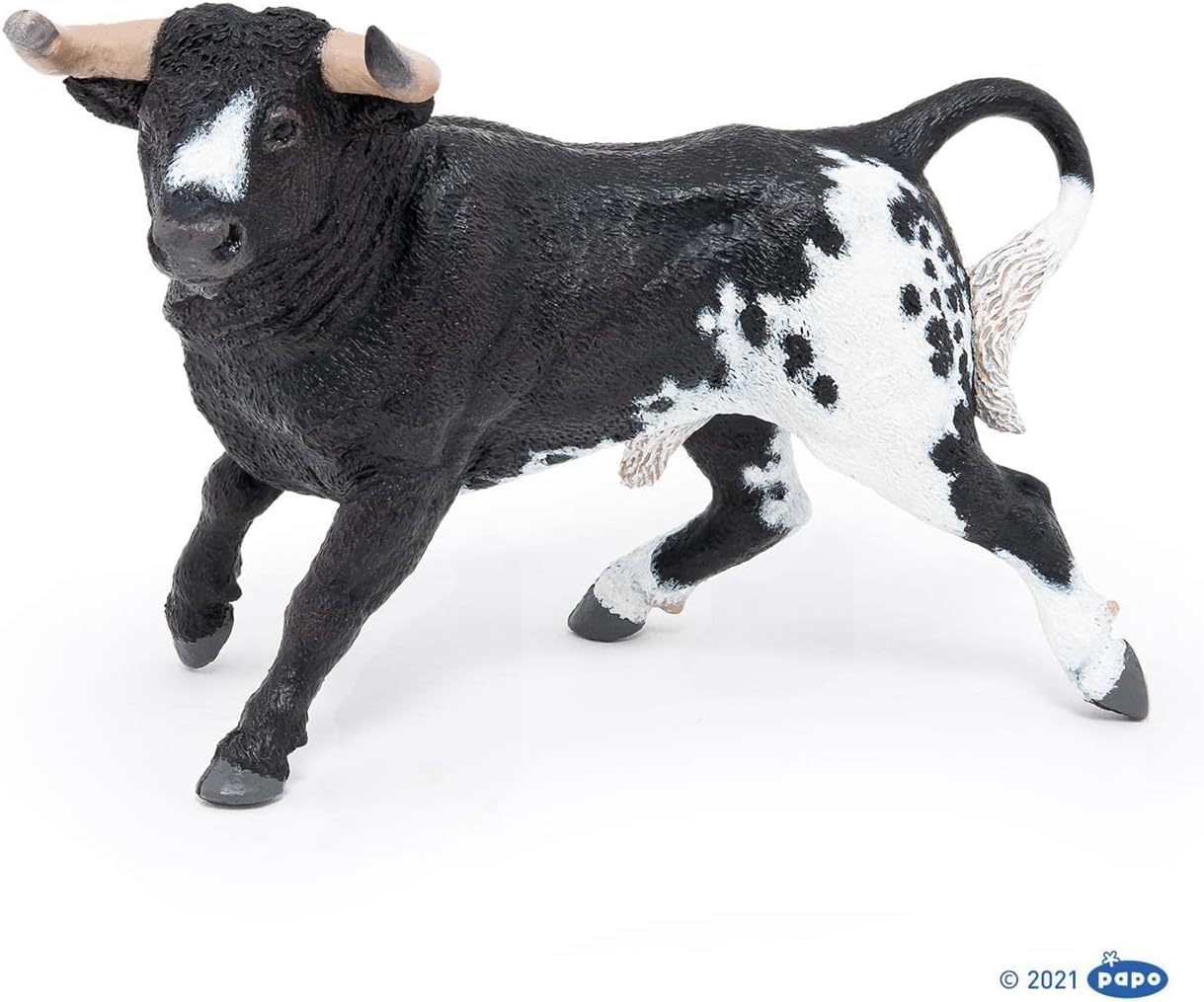 Realistic Black And White Spanish Bull Figure - Ages 3+ - Farm Life Collection - Educational Play Farm Animals - Gift Idea Toy for Girls and Boys
