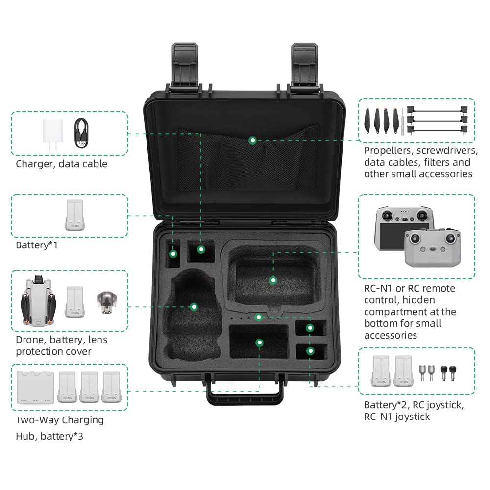 Funda de almacenamiento rígida para DJI Mini3 Pro Mallette Caja de transporte impermeable, antiarañazos, antipolvo, antigolpes, accesorio Drone