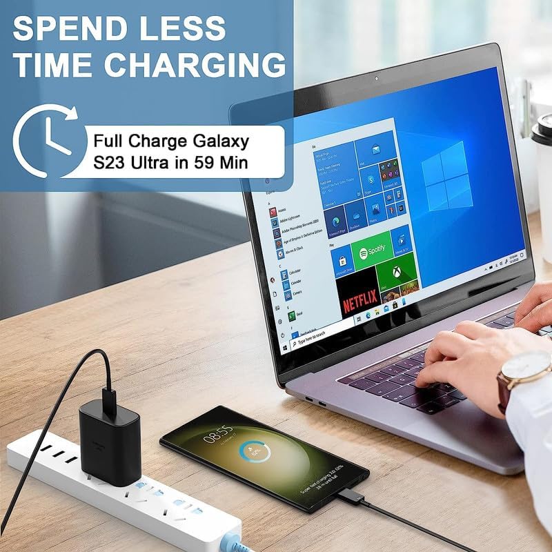 Image of Original Samsung M35 /M15 5G 45W Super Fast Charger True 45W Max Charging Adapter with 3.3FT Cable for Samsung Galaxy Fold /Note /S /A /M Series S24 | S24 Ultra | S24 Plus | S23FE | S23 Ultra | S22FE| M55s