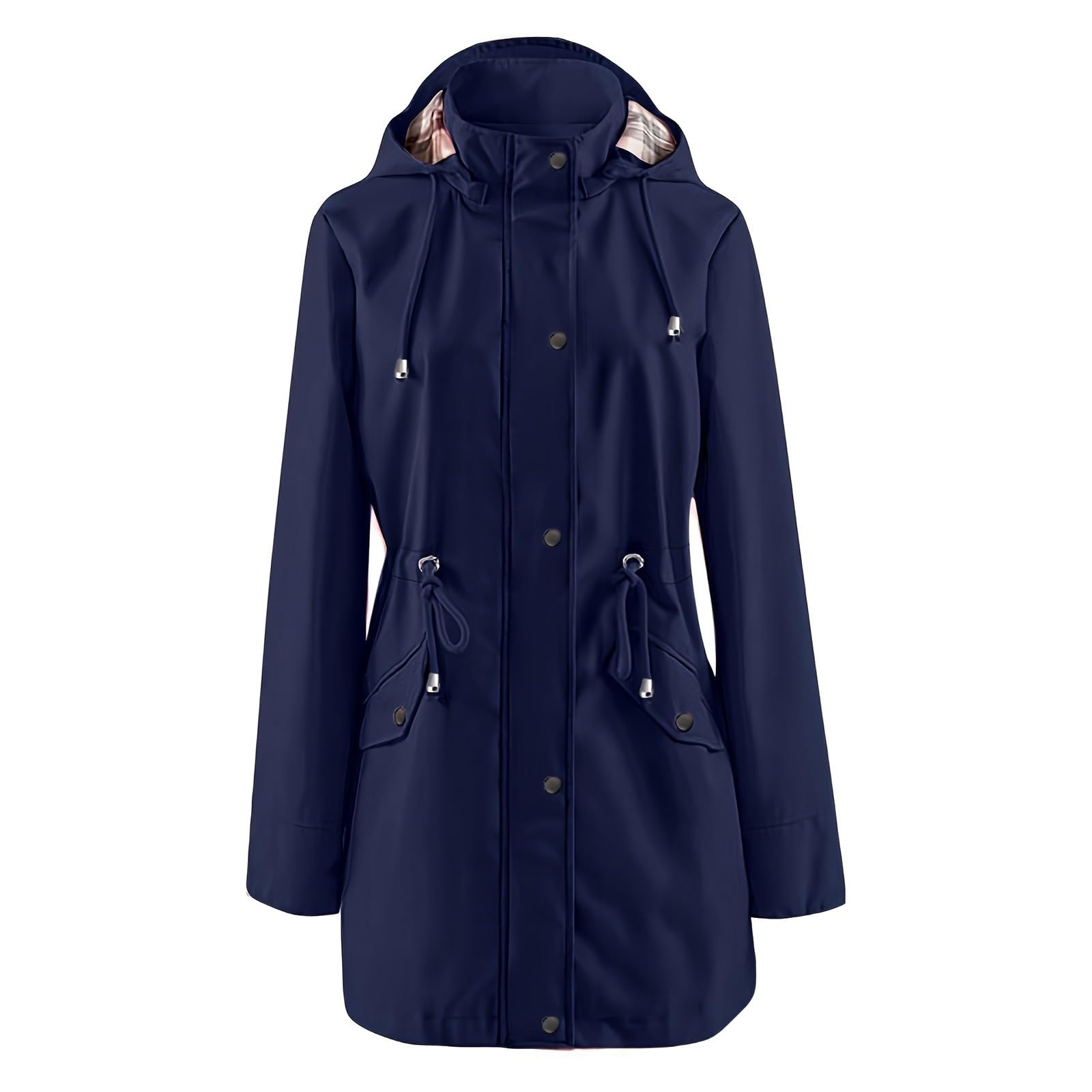 Regenjacke Damen Wasserdicht Regenmantel Winddicht Übergangsjacke Mit Kaputze Sweatjacke Locker Wanderjacke Mit Taschen Jacke Mit Reissverschluss Damen-Jacken Lang Outdoorjacke Frauen Leichte