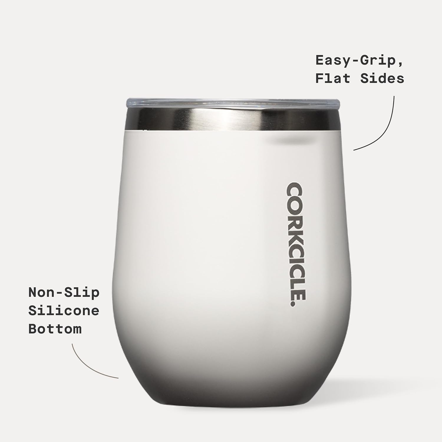 Corkcicle Stemless Wine Tumbler - Keeps Drinks Cold for 6 Hours - Triple-Insulated Stainless Steel - Non-Slip Base - Summer Drinkware Gift - Keeps Drinks Ice Cold - 12 oz - Oat Milk - Image 4