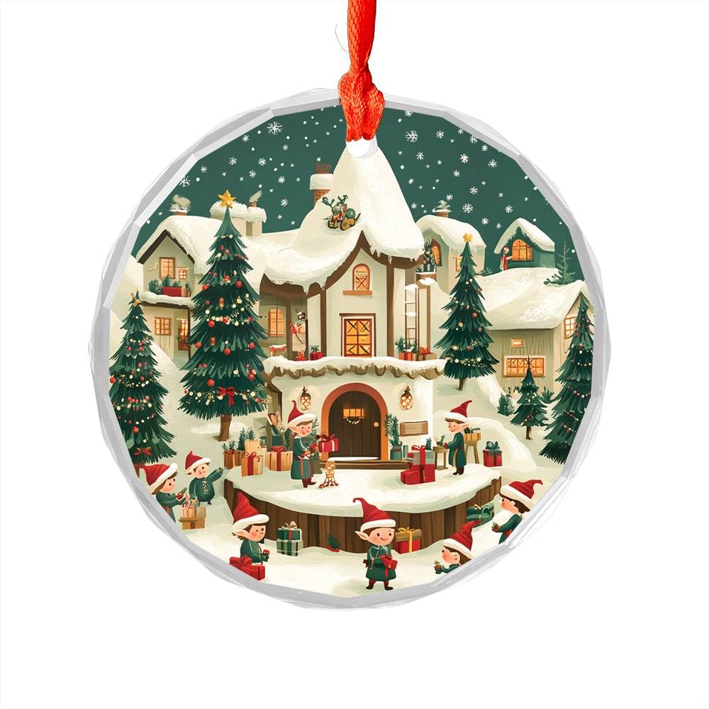 Magical Toy Workshop Xmas Landscape Design 3 Crystall Glass Ornament For Home Decorations Xmas Tree Hanging Ornament Gifts for House Warming Keepsake Christmas Gift
