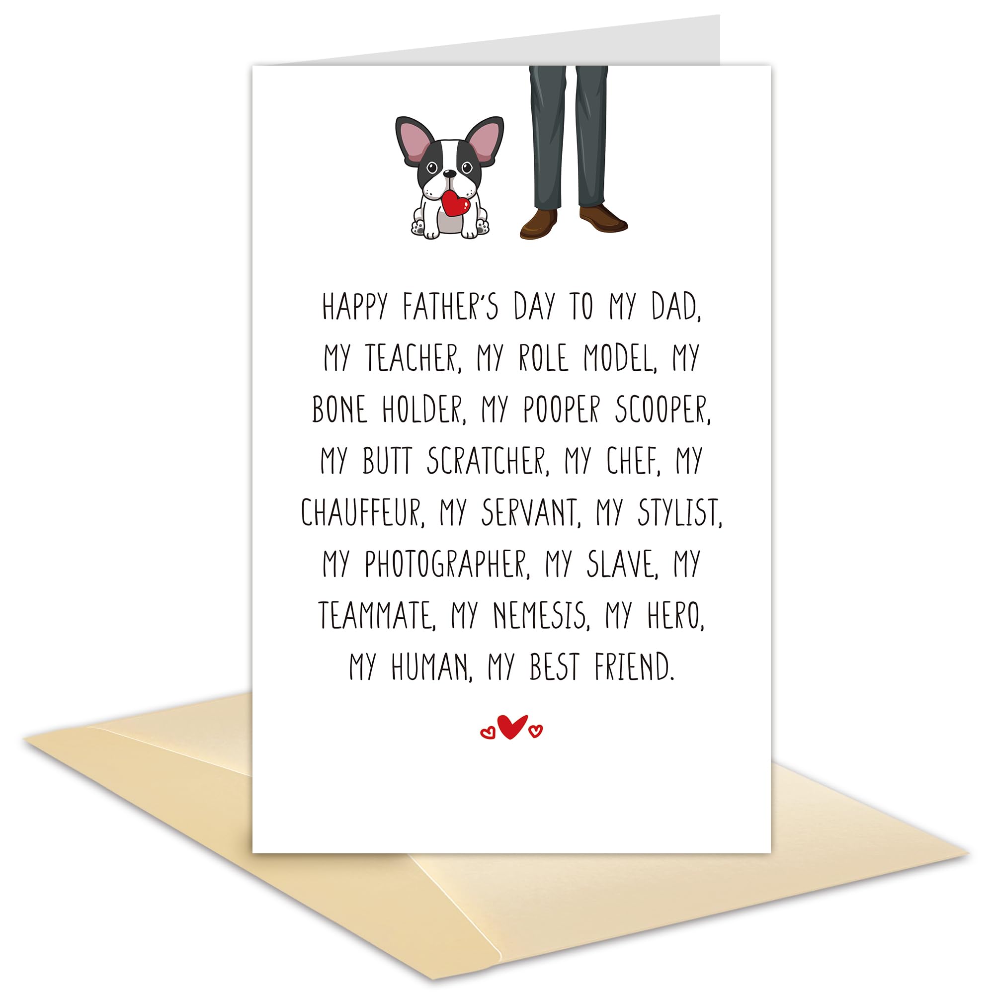 Hippeny French Bulldog Theme Happy Father's Day Card, Cute Dog Dad Fathers Day Gift, Frenchie Daddy Card for Husband