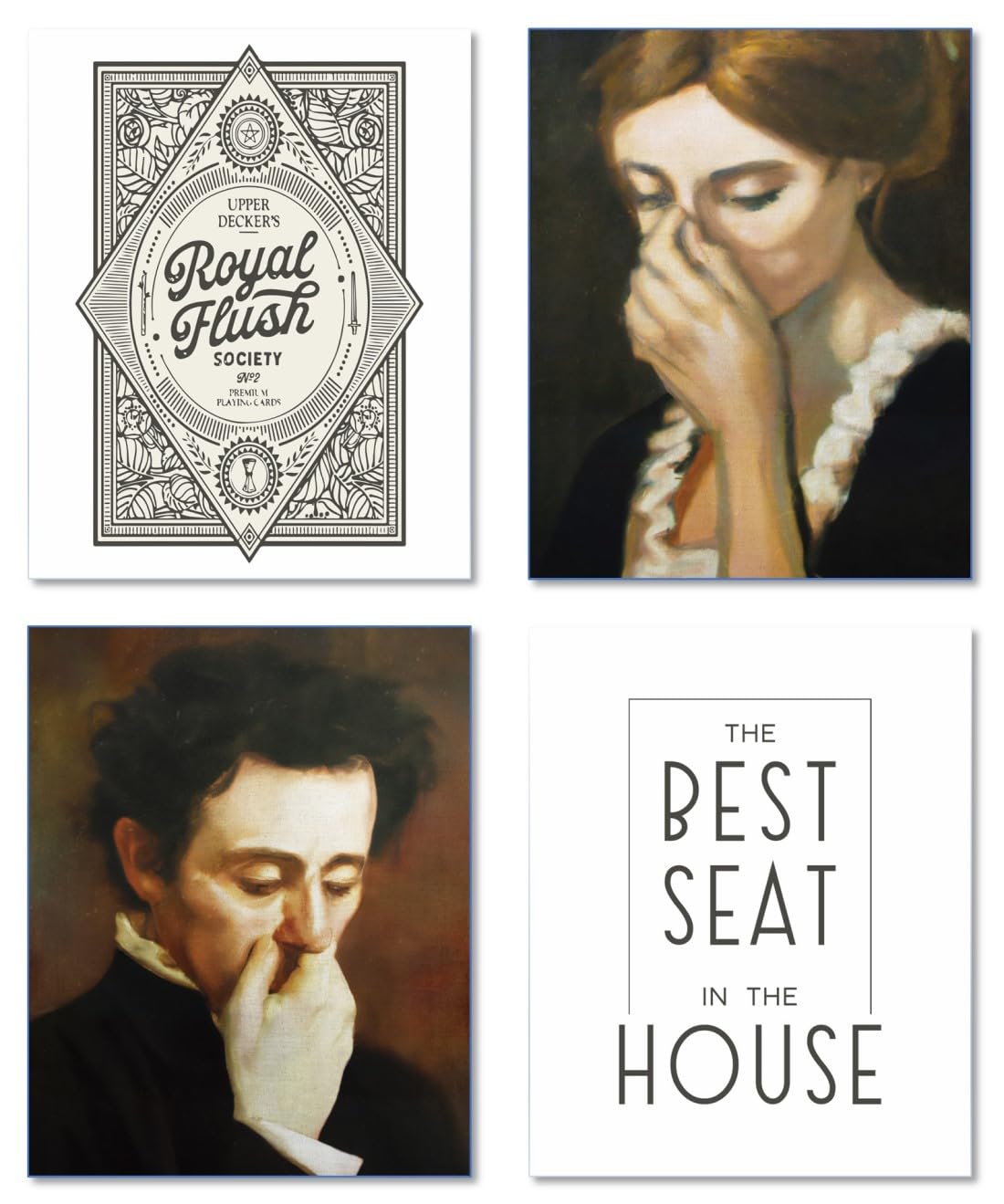 MINI ZOZIFunny Bathroom Canvas Wall Art 8x10 4PCS Humor Decor Vintage Woman Ladies Holding Nose Oil Paintings Prints Pictures Classic Mid Century Toilet Restroom Poster Funny Saying Unframed