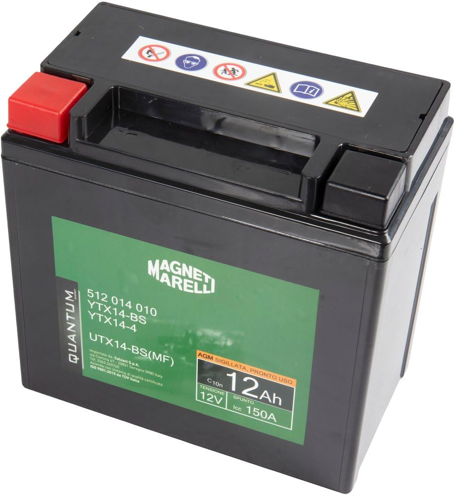 Quantum Energy Magneti Marelli Batteria Quantum 12Ah AGM 150A | Batteria Moto E Scooter 12V - Avviamento Affidabile, Tecnologia AGM E Prestazioni Costanti