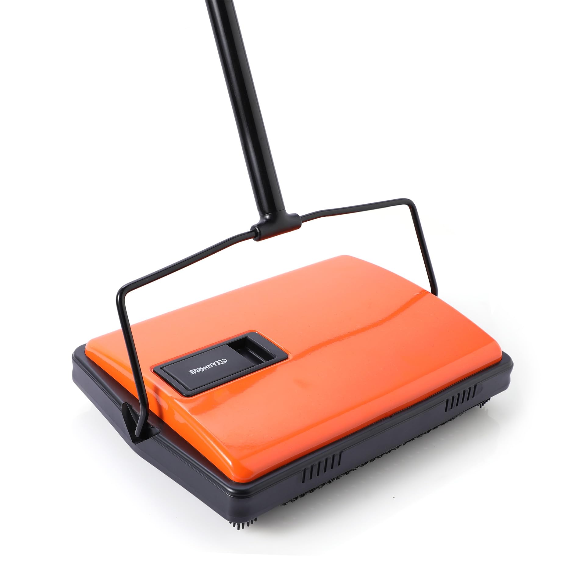 CLEANHOME Barredora manual de alfombras para pelo de mascotas, barredora de piso con cepillo doble, escoba ligera para alfombras de aula, limpiador de pelusas y migas, no eléctrico, contenedor de basura de fácil vaciado, no necesita baterías