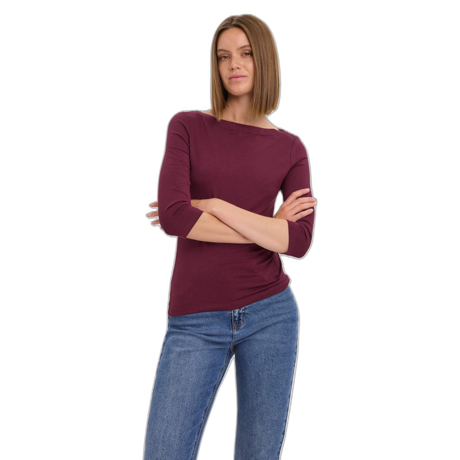 Vero Moda Mujer Vmpanda Modal 3/4 Top Jrs Noos Camiseta de Manga Larga, Winetasting, M