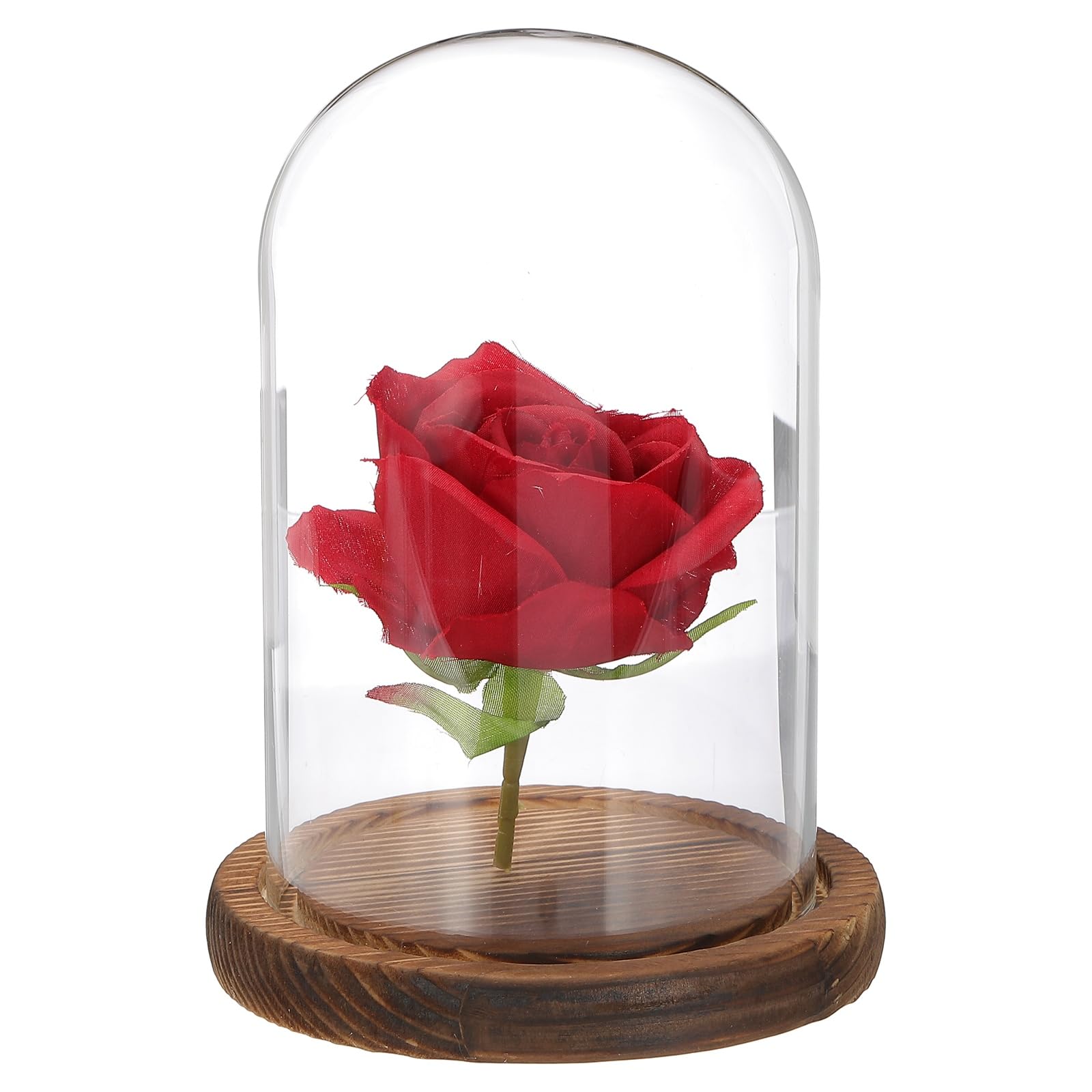 sourcing map Glass Cloche Display Dome, 5.9" x 3.5" Glass Dome Display Case Wood Base Tabletop Jar Case Decorative Bell Jar for Plant Home Decor Office Wedding Party, Wood