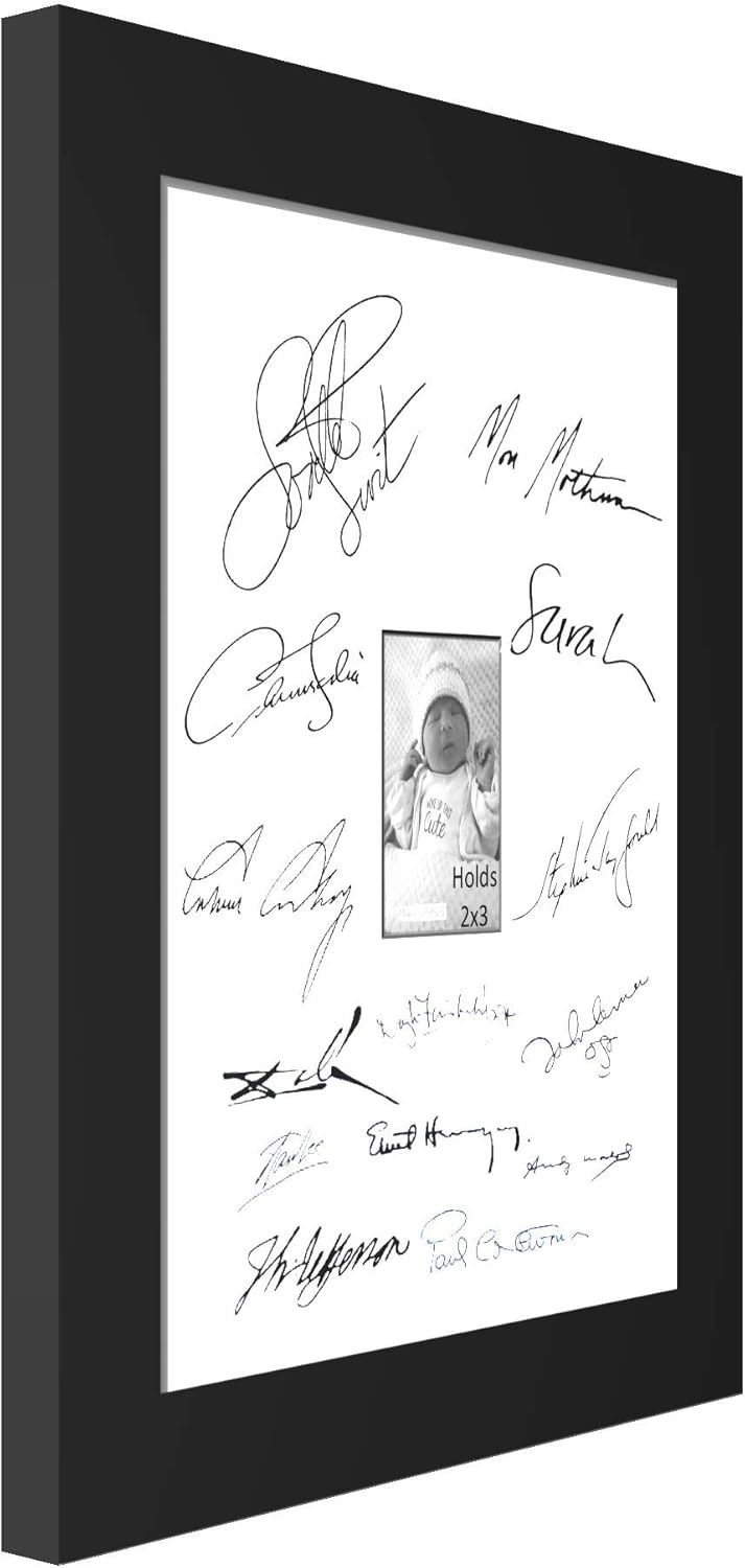 Creative Picture Frames 8X10-16X20Bk-W Signature Frame - Photo Frame With White Mat Holds 8X10-Inch Media Including Installed Wall Hangers