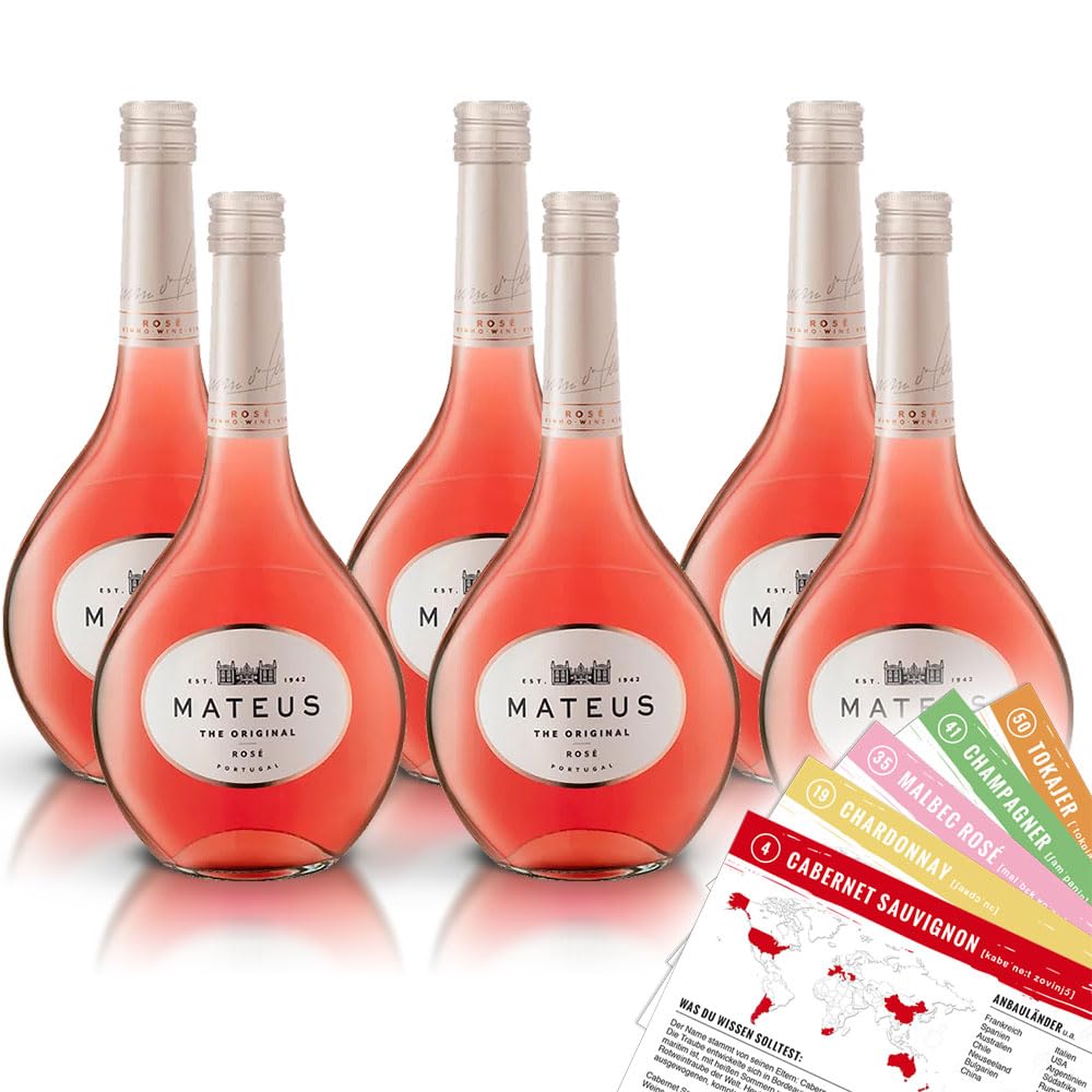 Mateus Rosé, halbtrocken, sortenreines Weinpaket + VINOX Winecards (6x0,75l)