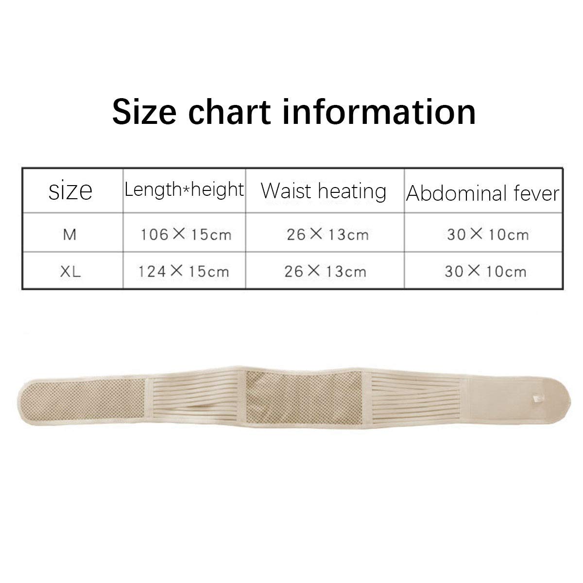 Lumbar Support Belt Self Heating Beige Waist Protection Far Infrared Hot Moxibustion Magnet Belt (Color : Beige, Size : Medium) (Beige X)