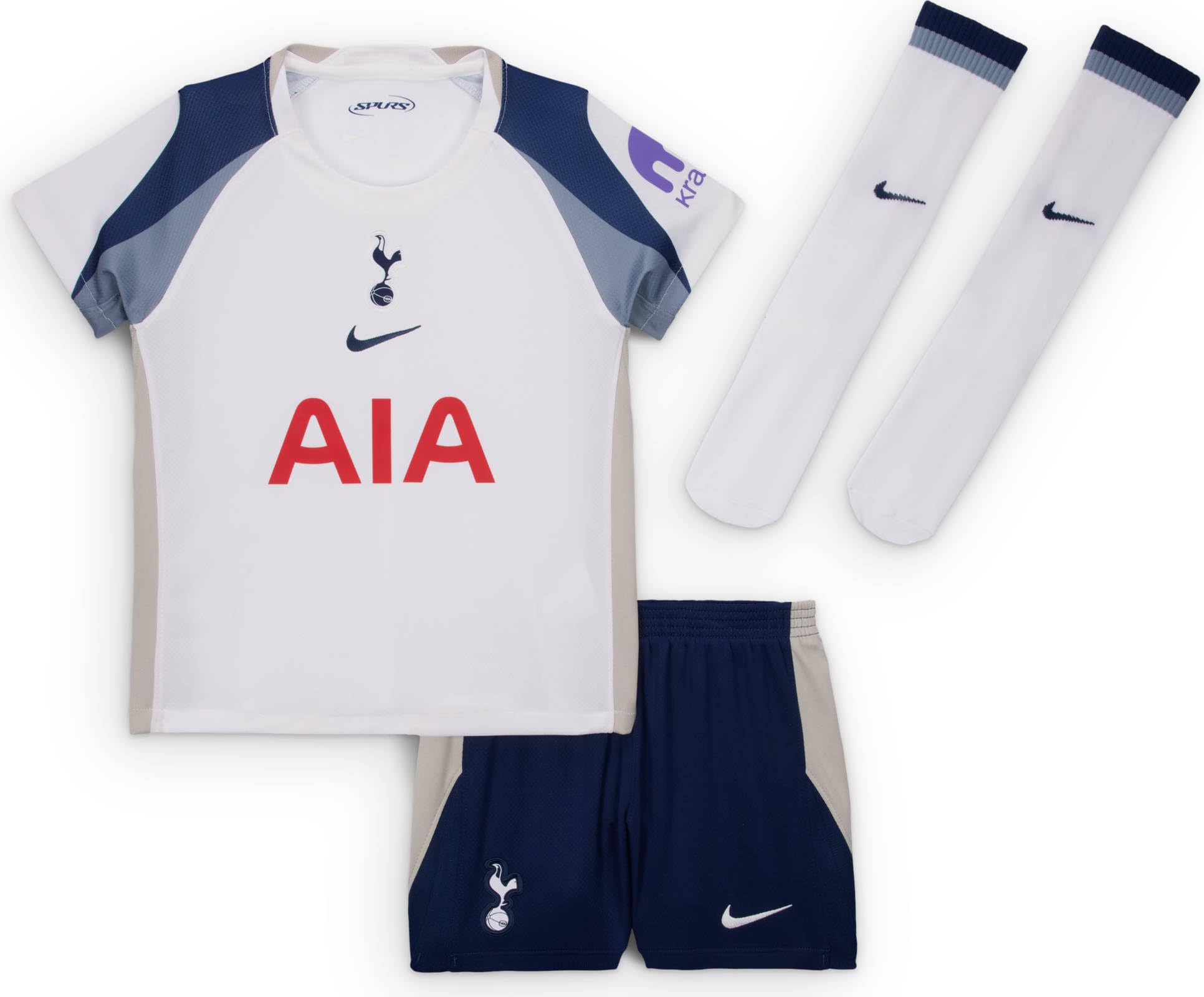 Tottenham Hotspur 2025/26 Stadium Home dreiteiliges Nike Replika-Fußballtrikot-Set für jüngere Kinder, HJ5628