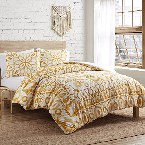 Indigo Ink PTH-3CS-FUQU-AZ-GOLD Comforter Set, Soft Bedding With Matching Shams, Wrinkle-Resistant, Boho Medallion Print cover