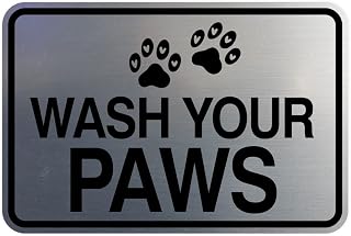 Signs ByLITA Classic Framed Wash Your Paws Sign (Brushed Silver) - Large