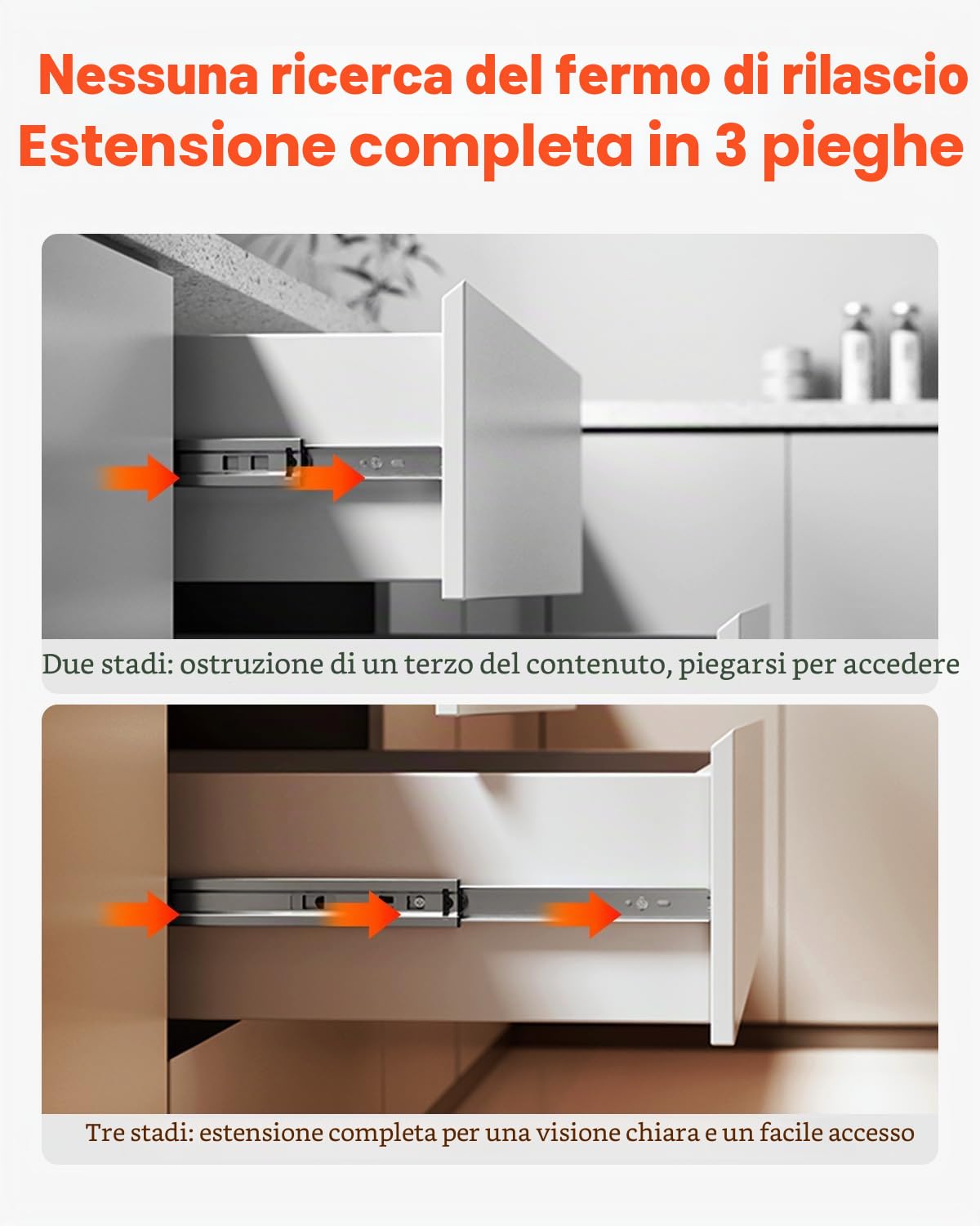 VEVOR Guide per Cassetti, 10 Paia di Guide per Mobili, con Cuscinetti a Sfera a Estensione Completa, Capacità di Carico di 45 kg per Montaggio Laterale per Impieghi Gravosi 600 mm