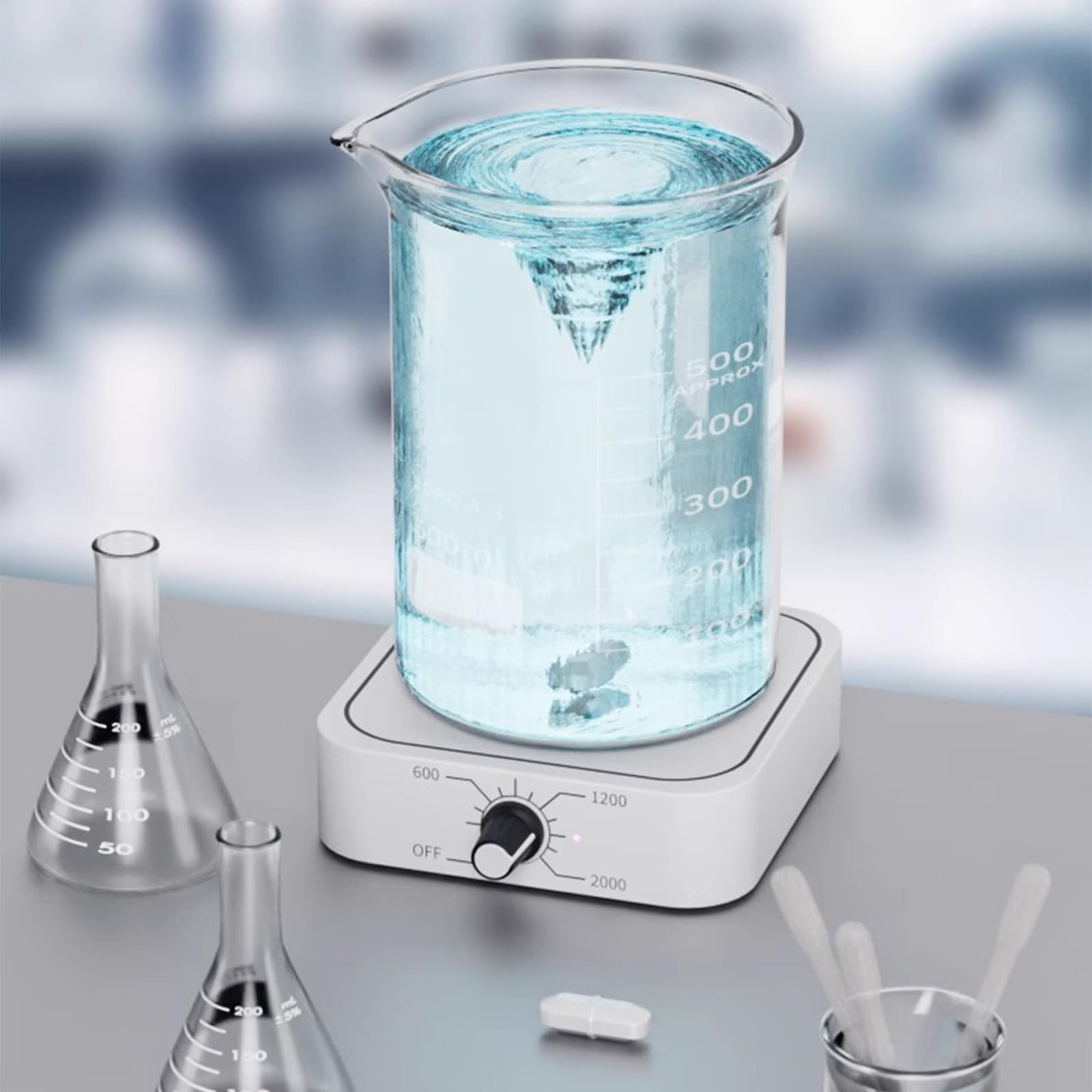 Mezclador eléctrico, capacidad de agitación, 1500 ml, agitador de 200-2000 rpm, velocidad ajustable, placa de agitación pequeña para experimentos