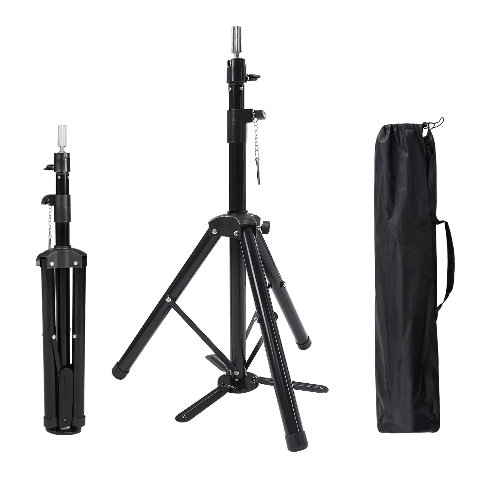 Tripode Cabeza Peluqueria 31,5” -55,1” Soporte de Peluca para Cabeza Maniqui Ajustable Soporte de Metal Tripode Maniqui Peluqueria Tripode Peluqueria para entrenamiento de peluquerí Negro