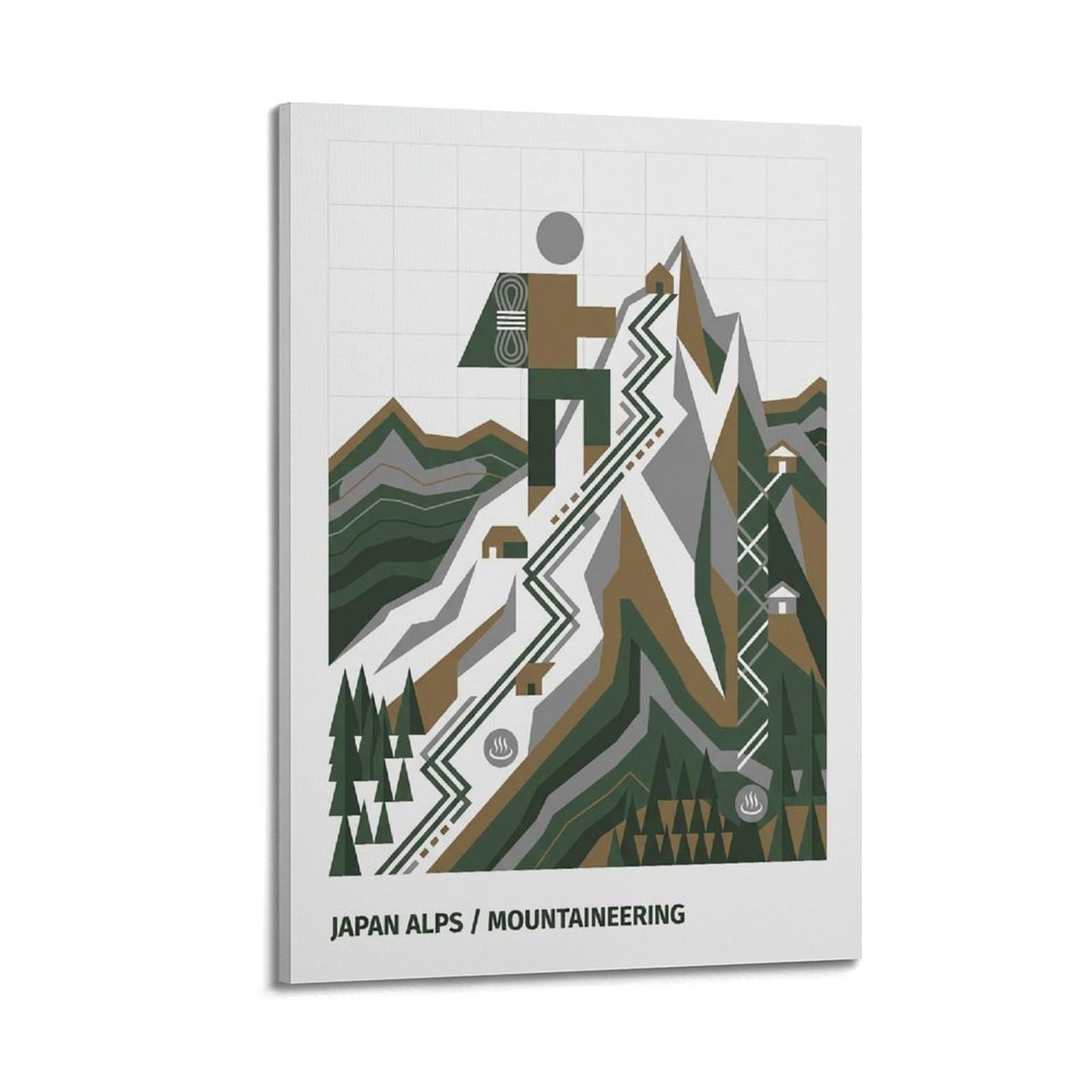 XKUGA Minimalist Bauhaus Japan Alps Mountaineering Poster Modern Decorative Canvas Prints - Ideal Wall Art for Family, Man Cave, Game Room, Boys & Girls Bedroom 20x30inch(50x75cm)