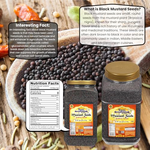 Rani Black Mustard Seeds Whole Spice (Kali Rai) 112oz (7lbs) 3.18kg Bulk PET Jar ~ All Natural | Gluten Friendly | NON-GMO | Kosher | Vegan | Indian Origin - Image 4