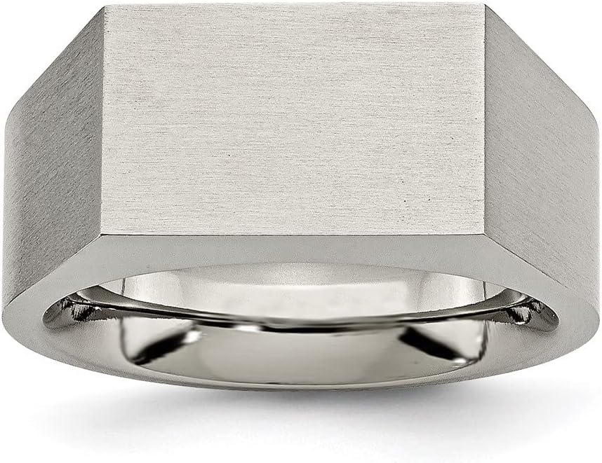 Diamond2Deal Titanium Polished and Brushed Mens Signet Ring