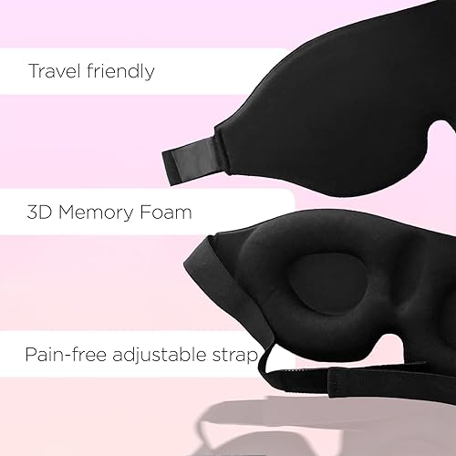 Miniatura 2 de BLAQ Máscara de dormir para hombres y mujeres, 100% bloqueo de luz, máscara de ojos 3D para dormir por la noche, venda para relajación, cubierta