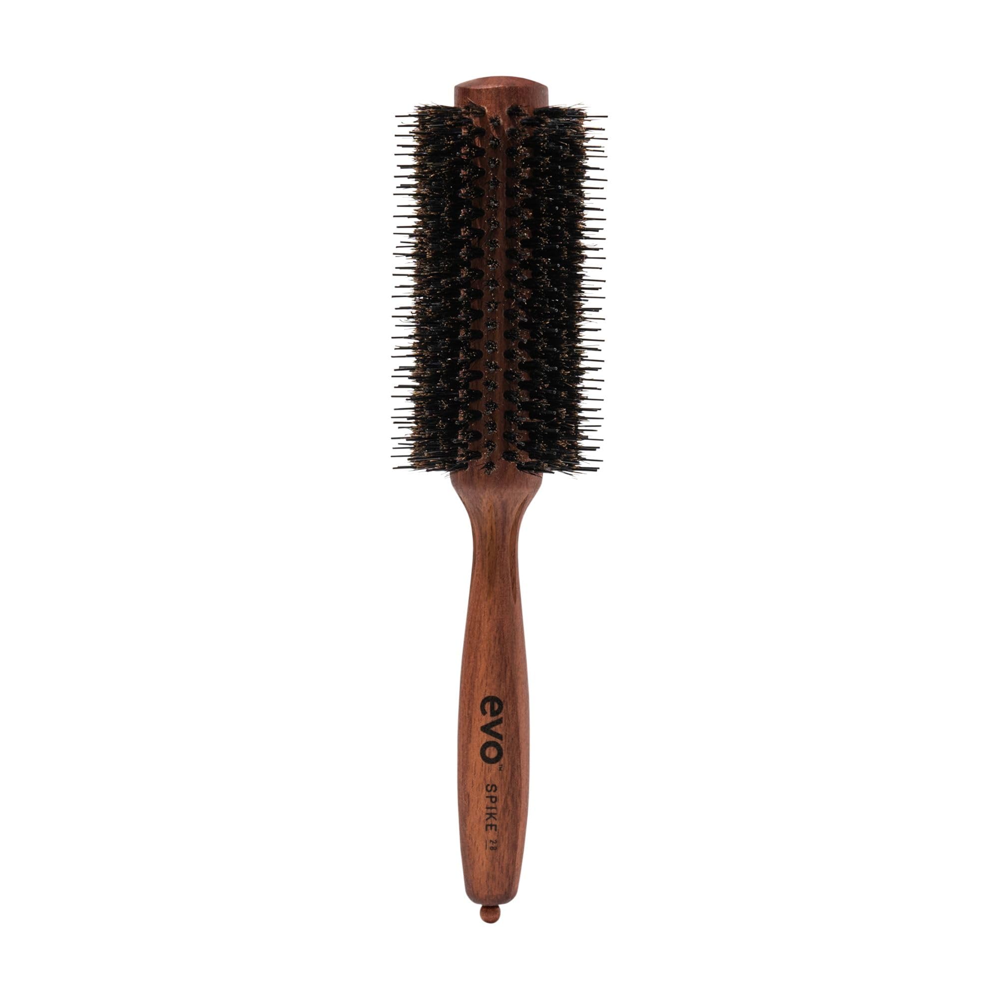Evo Pincel radial de nailon Spike de 28 mm, cepillo de peinado con cerdas de jabalí para un secado rápido y fácil, cepillo para el pelo para mujeres, mujeres y hombres, fabricado en madera certificada