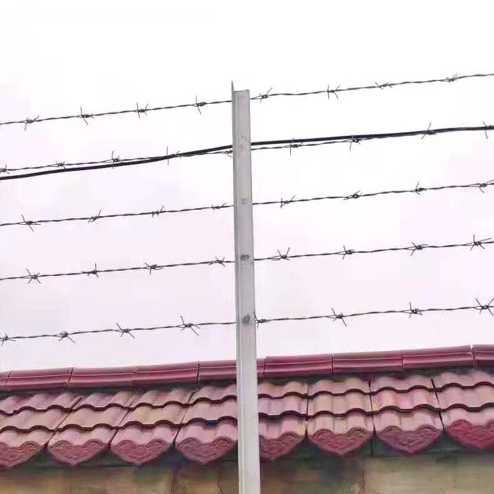 Alambre Espino Galvanizado Alambre de púas de 4 puntos, bobinas de alambre de púas galvanizado en caliente, rollo de alambre estirado para exteriores, alambre de púas para valla de jardín residencial