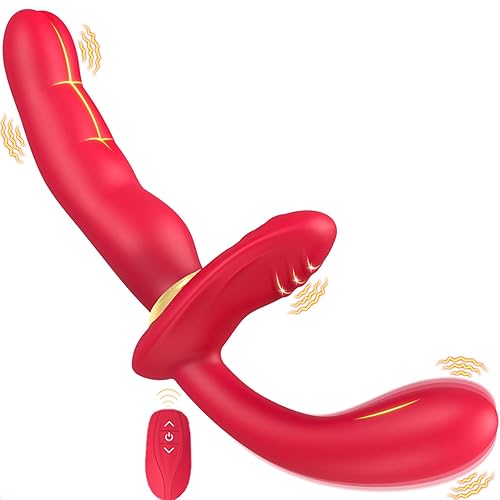 Strapless Strap On Umschnall für Frauen, Strapon mit Vibration für Paare Umschnallpenis für Frauen, Fernbedienung Doppeldildo Vibratorsets Umschnalldilodo für Paare Sex-Spielzeug Lesbischen Paarspiel - New