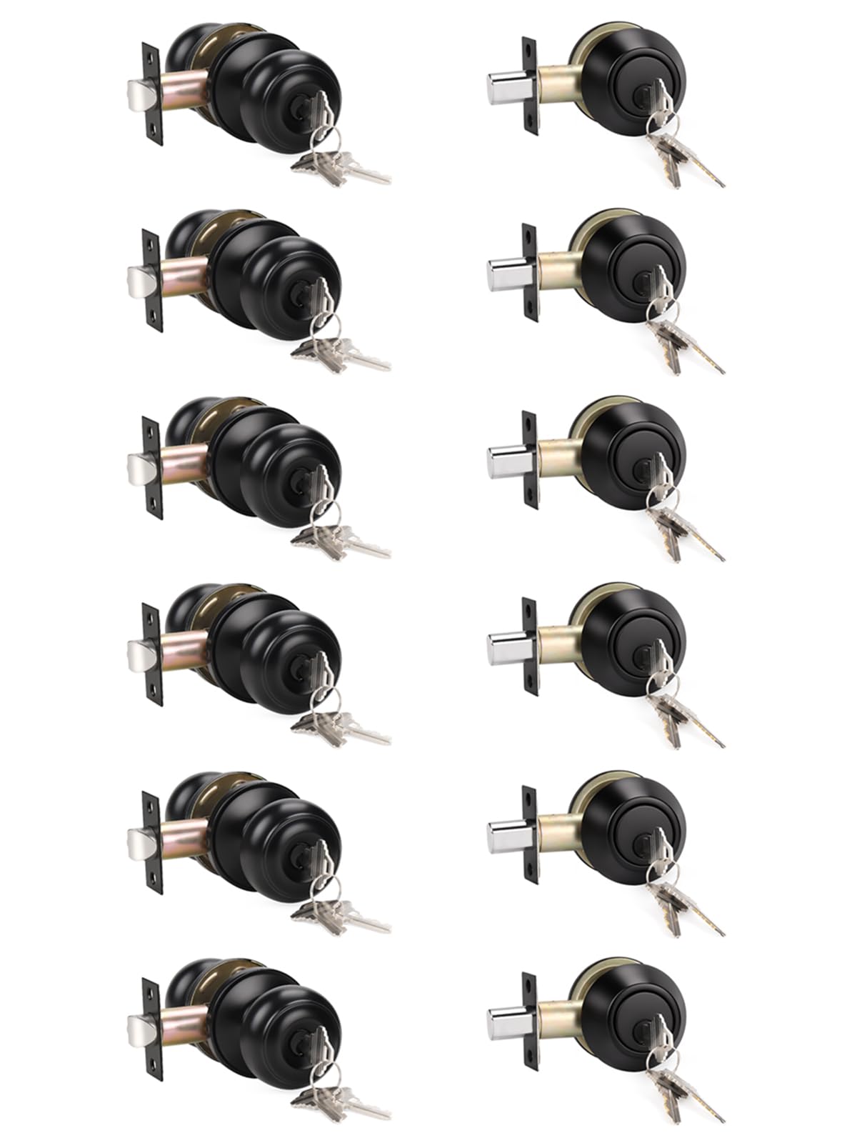 KNOBWELL Matte Black Door Knobs - Keyed Entry Set -12