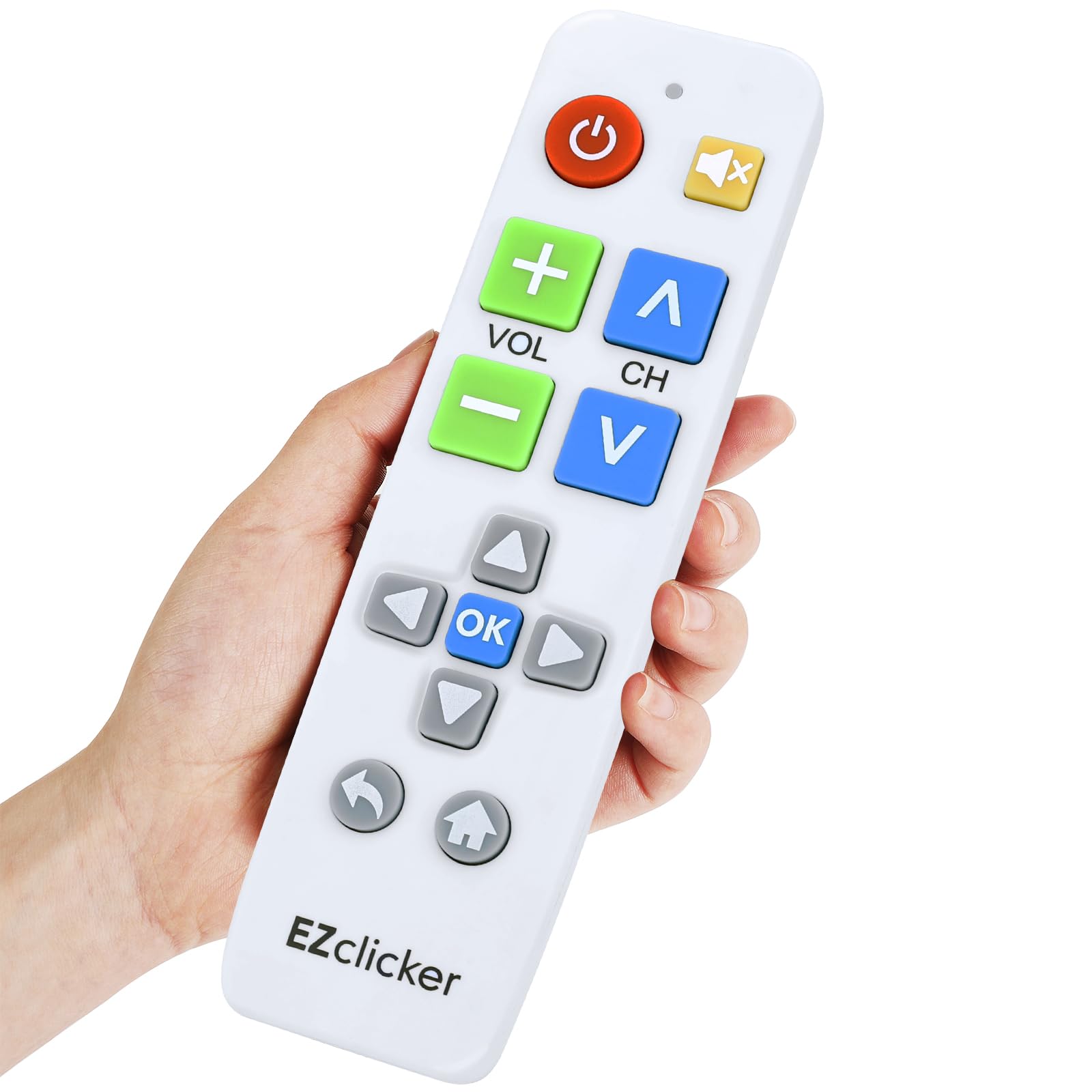Plus Big Button Universal TV Remote Simple Easy to Use, Works with Major TV Brands (2xAAA Batteries Not Included) (White)