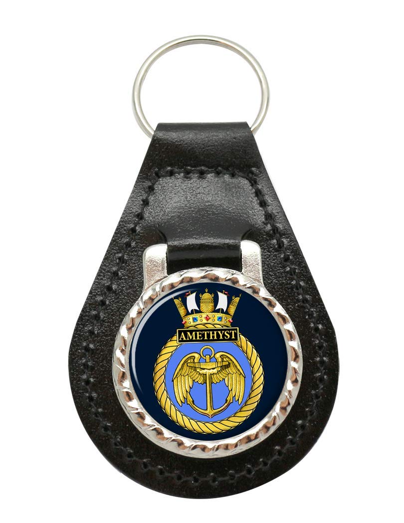 Giftshop UK HMS Amethyst, Royal Navy Leather Key Fob