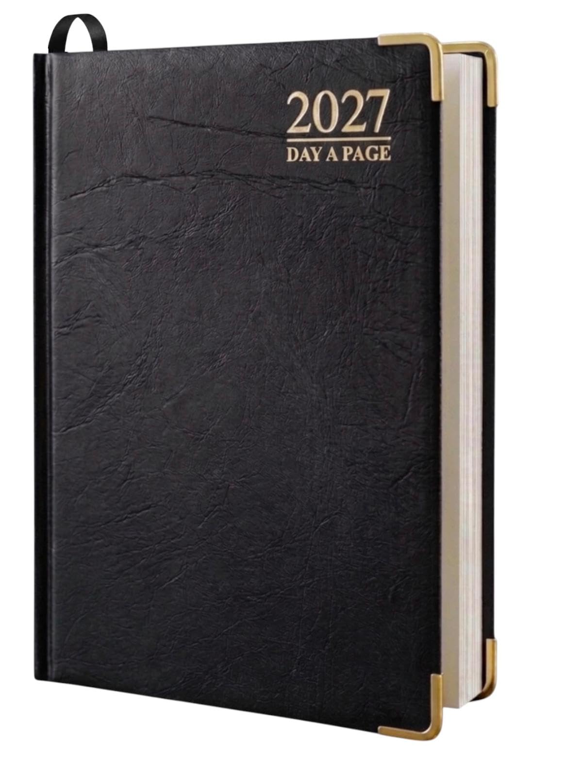 Orbitron 2027 Diary Day a Page | A4 A5 A6 Full Year Planner | Premium Padded Hardback Desk Diary with Metal Corners (A6 Black)