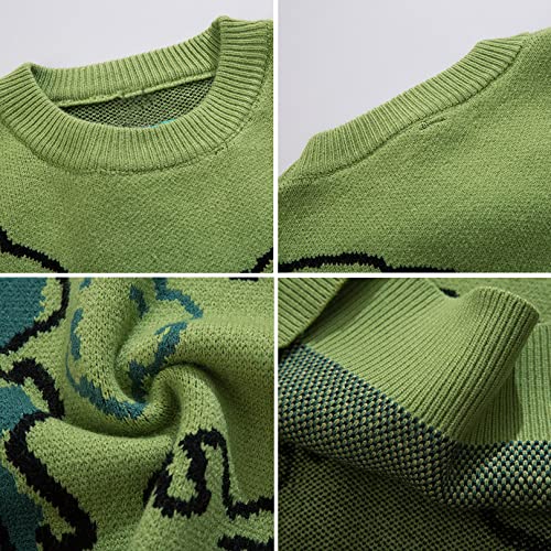 Flygo Women Dinosaur Knit Sweater Unisex Oversized Sweaters Casual Long Sleeve Pullover Jumper Knitwear4