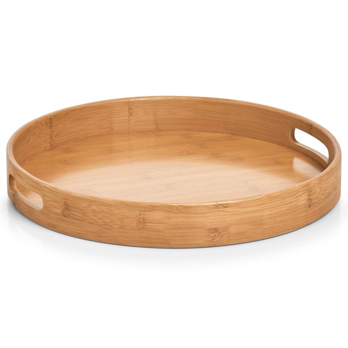 Serviertablett aus Bambusholz – Beige, rund, Ø 38 cm, Höhe 5 cm (klein)