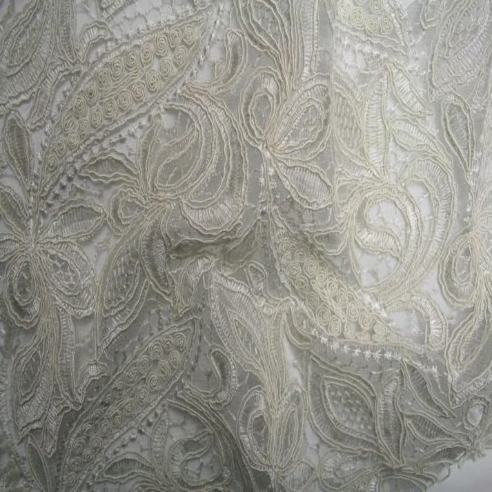 White Creation Glitter Embroidered Mesh Fabric, Cut by The Yard Lace Netting Material Ideal for Sewing, Dresses, Gowns, Skirts, Veils, DIY, Arts & Crafts, Drapery, Tablecloths, Home Décor Etc