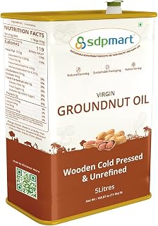 SDPMart Cold Pressed Virgin Groundnut Peanut Oil 5L Chekku Oil | Nutrient-Rich, Omega-6, Eco-Friendly