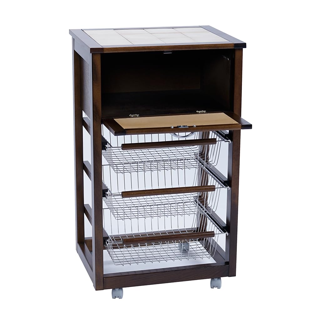 LIBEROSHOPPING.eu - LA TUA CASA IN UN CLICK Carrello da cucina con ruote LANDHELL LUSSO portapane e portafrutta (Noce)